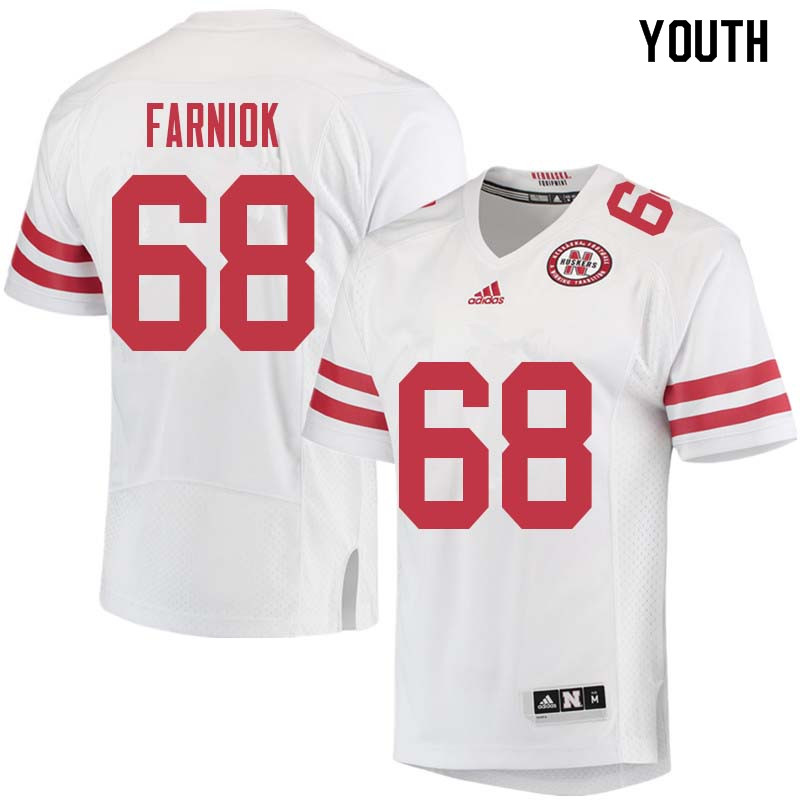 Youth #68 Will Farniok Nebraska Cornhuskers College Football Jerseys Sale-White - Click Image to Close